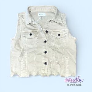 Risen Los Angeles Tan Distressed Denim Vest Small NWOT